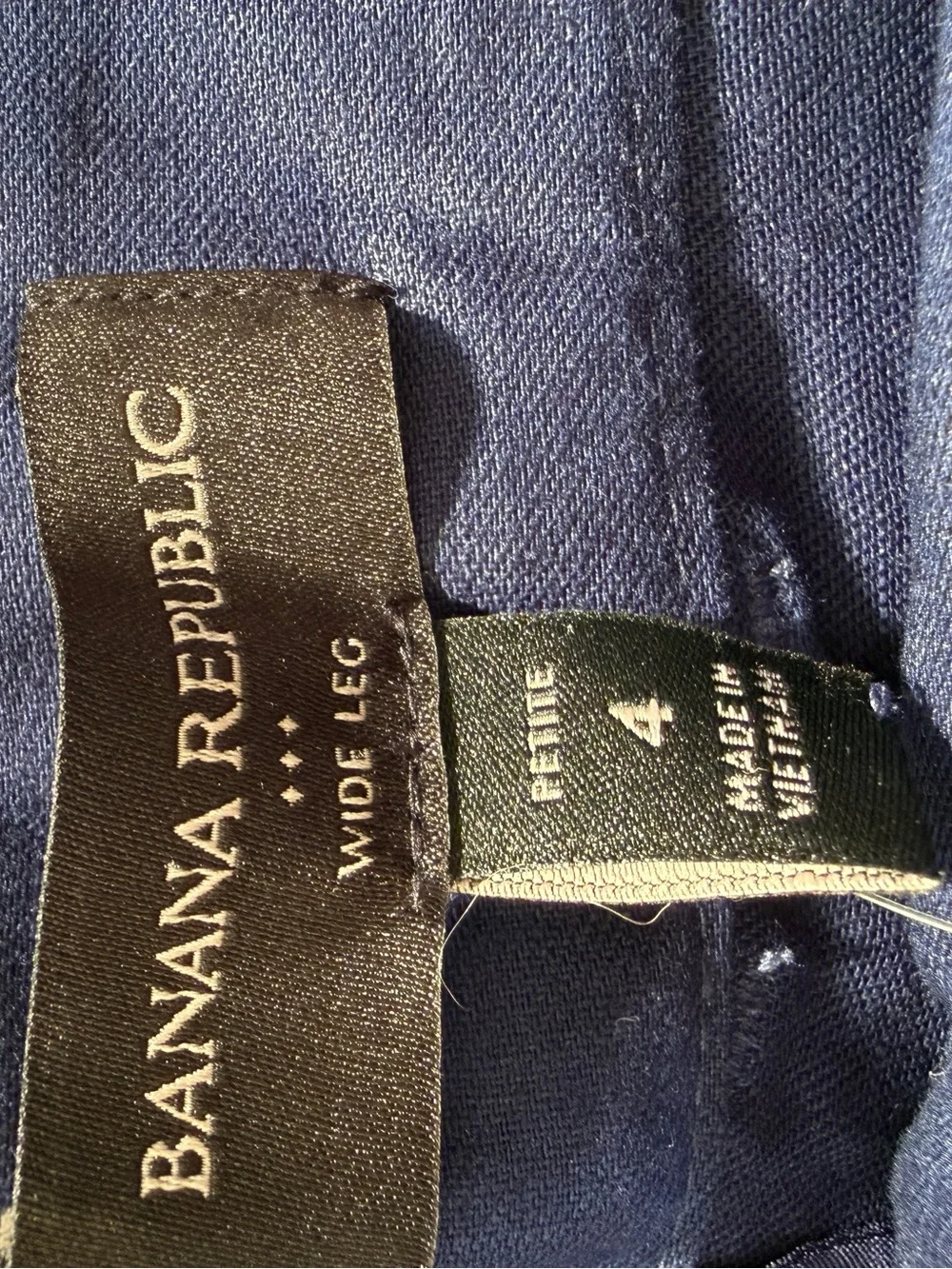 NWT Banana Republic High Rise Wide Leg Linen Pants Navy Blue Petite 4P